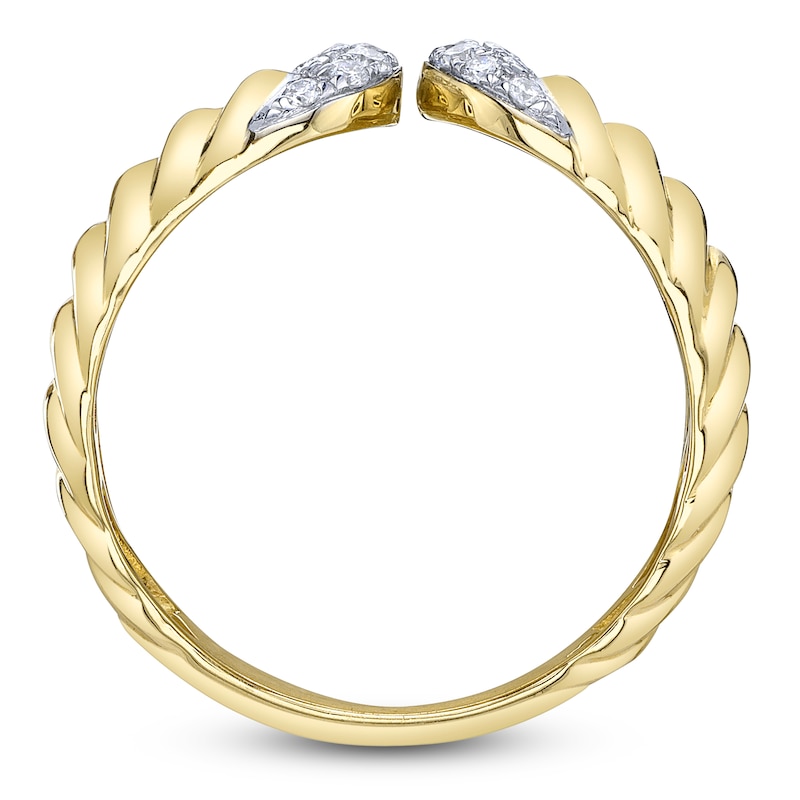 Main Image 4 of Shy Creation Diamond Grooved Cuff Ring 1/5 ct tw 14K Yellow Gold SC22008908RDZ7