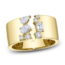Shy Creation Emerald, Oval, Pear & Round-Cut Deconstructed Ring 1/2 ct tw 14K Yellow Gold J-SC22009082Z7
