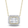 Thumbnail Image 1 of Shy Creation Baguette & Round-Cut Multi-Diamond Octagon Necklace 3/8 ct tw 14K Yellow Gold 18" J-SC22009199RD