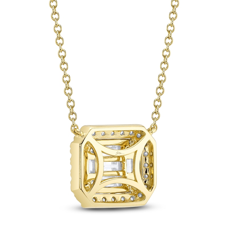 Main Image 3 of Shy Creation Baguette & Round-Cut Multi-Diamond Octagon Necklace 3/8 ct tw 14K Yellow Gold 18" J-SC22009199RD