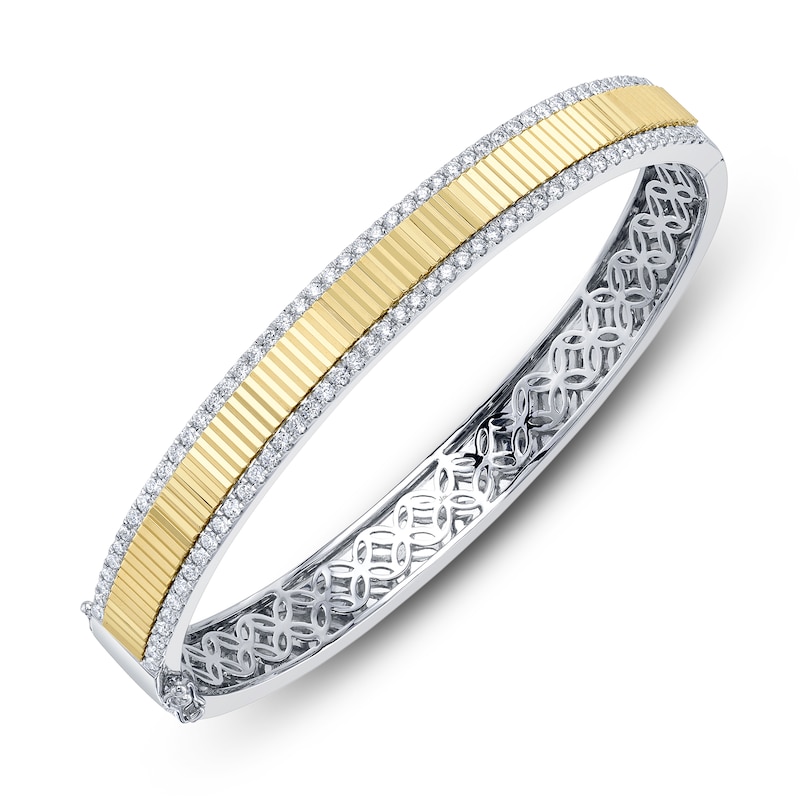 Main Image 1 of Shy Creation Diamond Ribbed Bangle Bracelet 1 ct tw 14K Two-Tone Gold J-SC22009210ZS