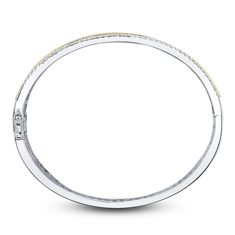 Main Image 2 of Shy Creation Diamond Ribbed Bangle Bracelet 1 ct tw 14K Two-Tone Gold J-SC22009210ZS