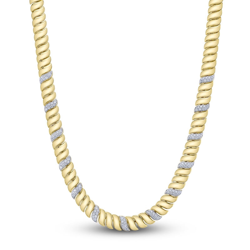 Main Image 1 of Shy Creation Diamond Curve Link Necklace 1-3/4 ct tw 14K Yellow Gold 18" J-SC22009396RD