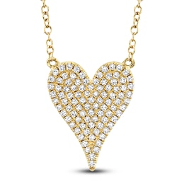 Shy Creation Diamond Heart Necklace 1/5 ct tw 14K Yellow Gold 18" SC55002005
