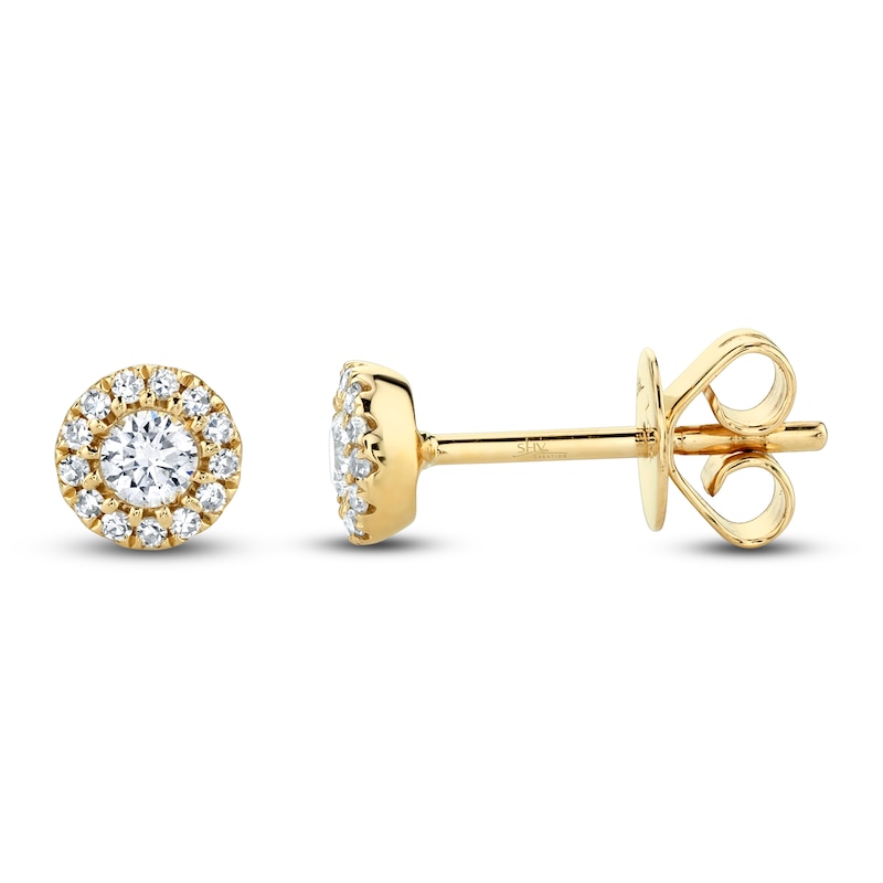 Main Image 1 of Shy Creation Diamond Halo Stud Earrings 1/5 ct tw 14K Yellow Gold J-SC55002600