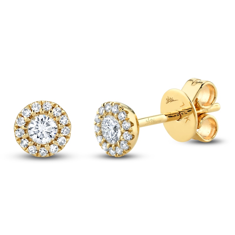 Main Image 2 of Shy Creation Diamond Halo Stud Earrings 1/5 ct tw 14K Yellow Gold J-SC55002600