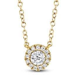 Shy Creation Diamond Halo Necklace 1/8 ct tw 14K Yellow Gold 18" J-SC55002696