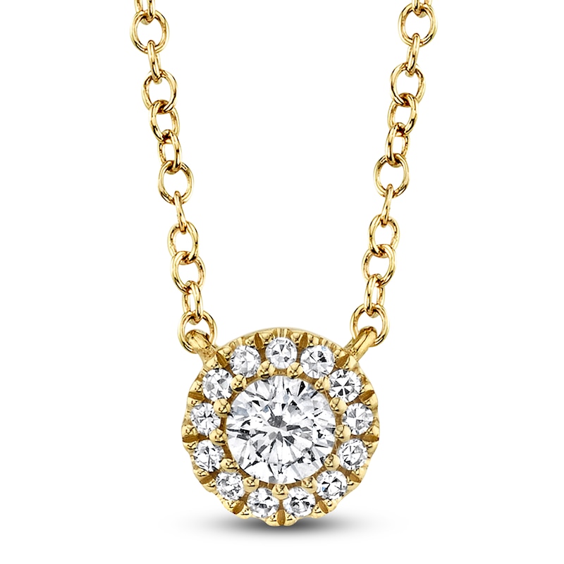 Main Image 1 of Shy Creation Diamond Halo Necklace 1/8 ct tw 14K Yellow Gold 18" J-SC55002696