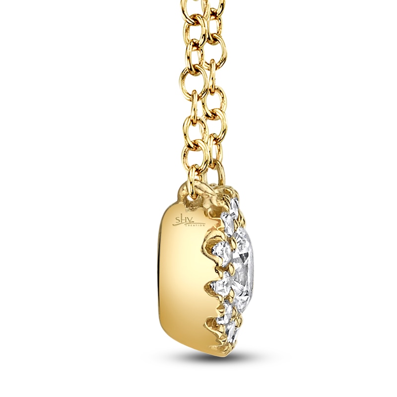 Main Image 2 of Shy Creation Diamond Halo Necklace 1/8 ct tw 14K Yellow Gold 18" J-SC55002696