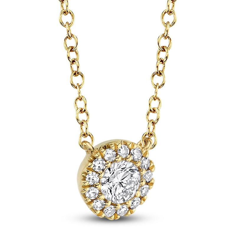 Main Image 4 of Shy Creation Diamond Halo Necklace 1/8 ct tw 14K Yellow Gold 18" J-SC55002696