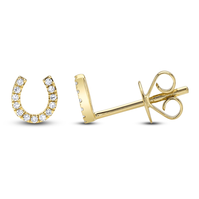Main Image 1 of Shy Creation Diamond Horseshoe Stud Earrings 1/20 ct tw 14K Yellow Gold J-SC55002890
