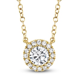 Shy Creation Diamond Halo Necklace 1/5 ct tw 14K Yellow Gold 18" J-SC55005793