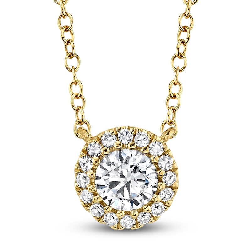 Main Image 1 of Shy Creation Diamond Halo Necklace 1/5 ct tw 14K Yellow Gold 18" J-SC55005793