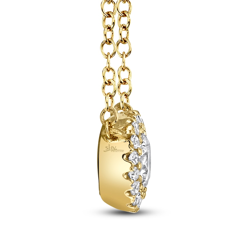 Main Image 2 of Shy Creation Diamond Halo Necklace 1/5 ct tw 14K Yellow Gold 18" J-SC55005793