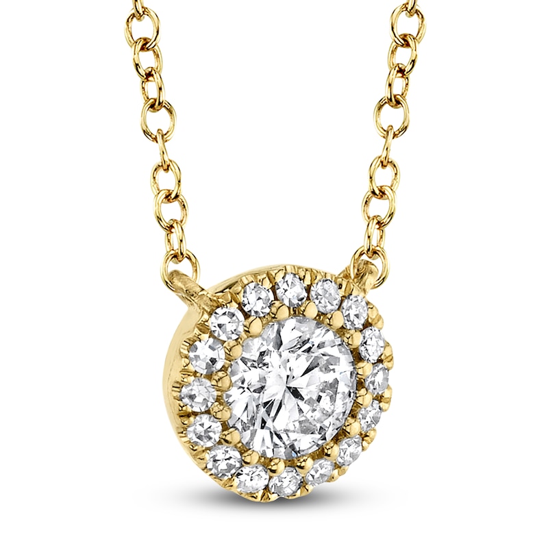 Main Image 4 of Shy Creation Diamond Halo Necklace 1/5 ct tw 14K Yellow Gold 18" J-SC55005793