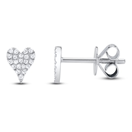 Shy Creation Diamond Heart Stud Earrings 1/15 ct tw 14K White Gold J-SC55006717