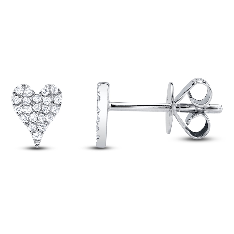 Main Image 1 of Shy Creation Diamond Heart Stud Earrings 1/15 ct tw 14K White Gold J-SC55006717