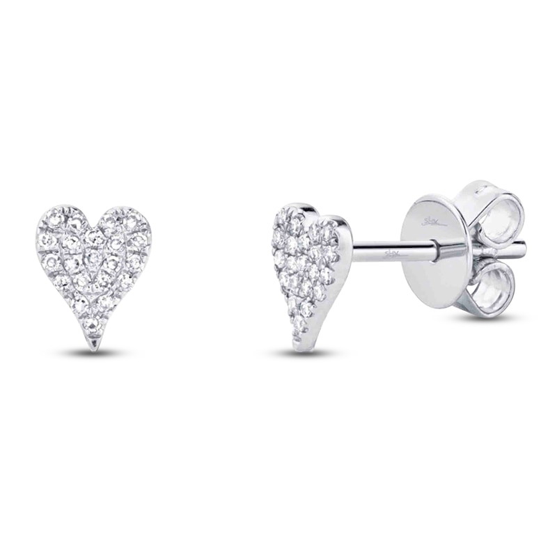 Main Image 2 of Shy Creation Diamond Heart Stud Earrings 1/15 ct tw 14K White Gold J-SC55006717