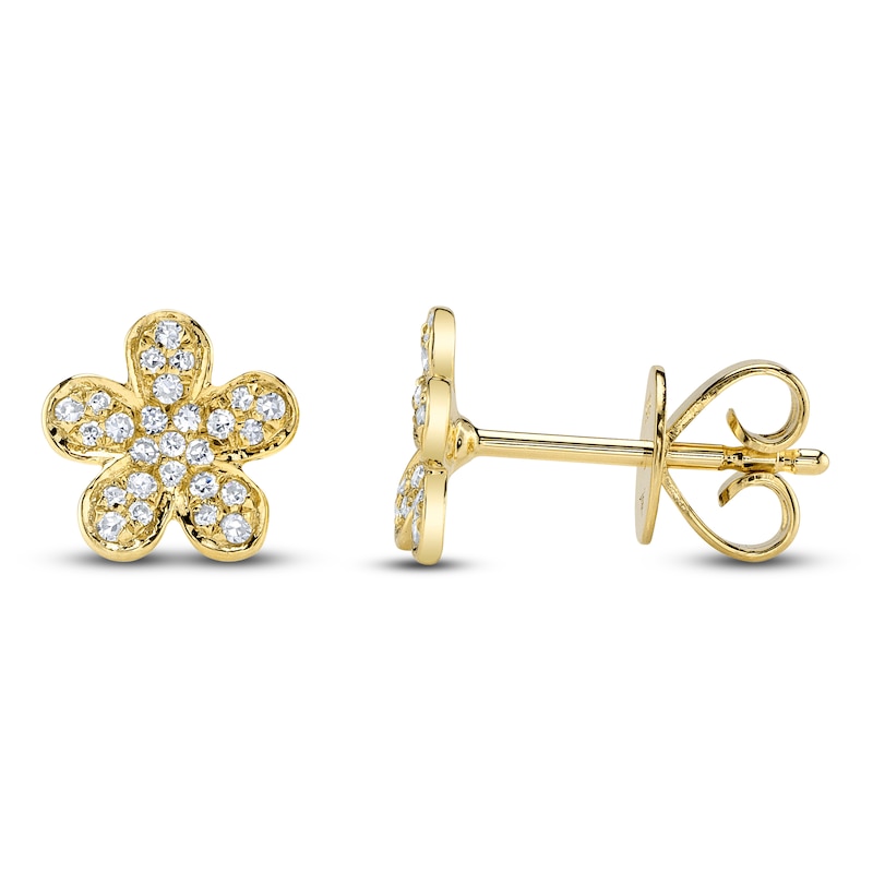 Main Image 1 of Shy Creation Diamond Flower Stud Earrings 1/8 ct tw 14K Yellow Gold J-SC22002728