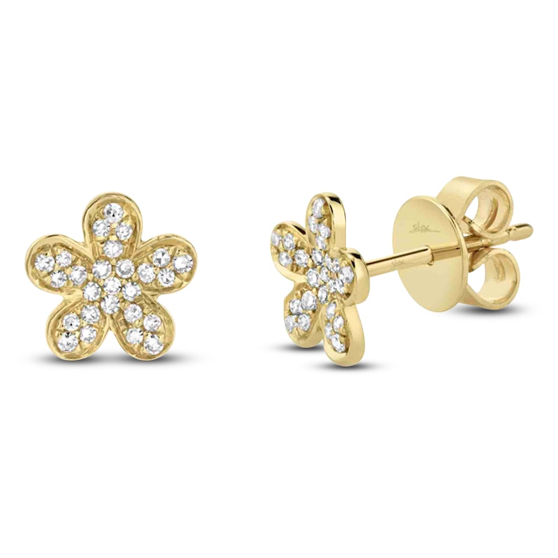 Main Image 2 of Shy Creation Diamond Flower Stud Earrings 1/8 ct tw 14K Yellow Gold J-SC22002728