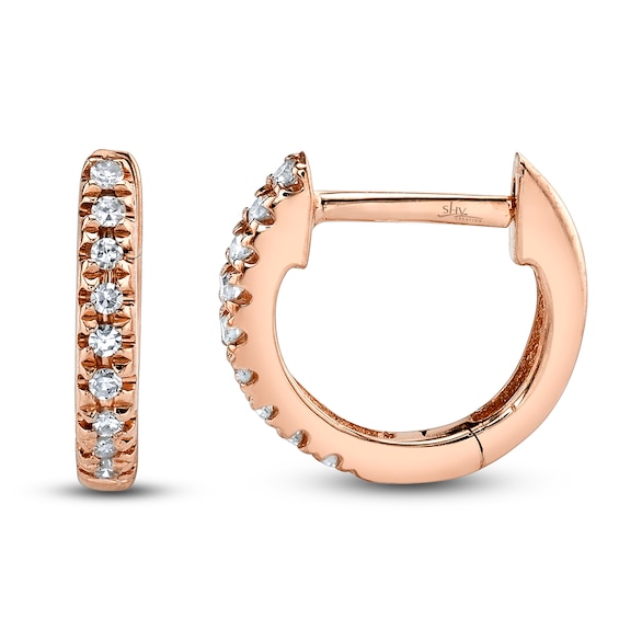 Shy Creation Diamond Accent Hoop Earrings 14K Rose Gold SC22004024V3