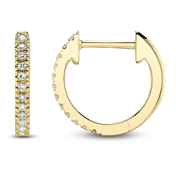 Shy Creation Diamond Hoop Earrings 1/20 ct tw 14K Yellow Gold SC22004026