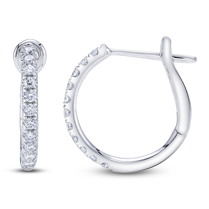 Main Image 1 of Shy Creation Diamond Hoop Earrings 1/4 ct tw 14K White Gold J-SC22005536