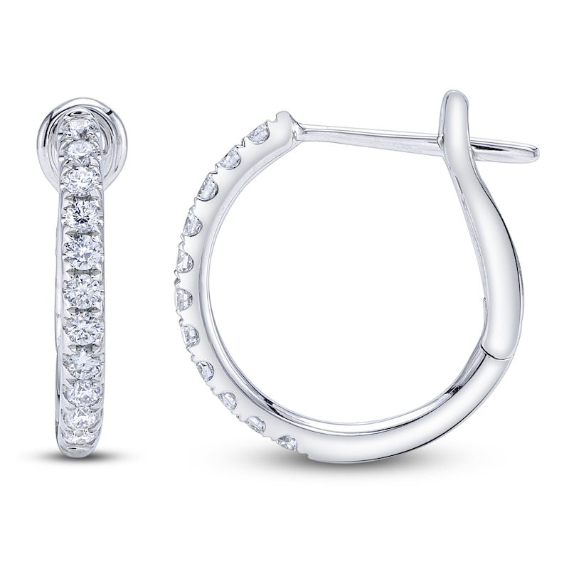 Main Image 2 of Shy Creation Diamond Hoop Earrings 1/4 ct tw 14K White Gold J-SC22005536