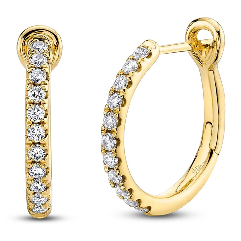 Main Image 1 of Shy Creation Diamond Hoop Earrings 1/4 ct tw 14K Yellow Gold J-SC22005537