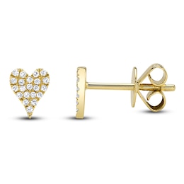 Shy Creation Diamond Heart Stud Earrings 1/15 ct tw 14K Yellow Gold J-SC55006718