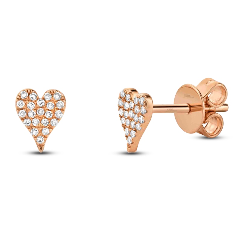 Main Image 2 of Shy Creation Diamond Heart Stud Earrings 1/15 ct tw 14K Rose Gold J-SC55006719
