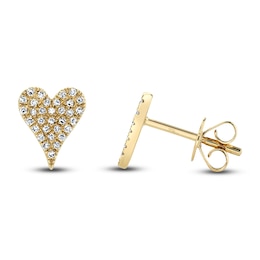 Shy Creation Diamond Heart Stud Earrings 1/8 ct tw 14K Yellow Gold J-SC55006929