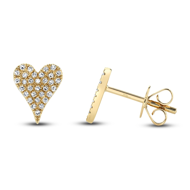 Main Image 1 of Shy Creation Diamond Heart Stud Earrings 1/8 ct tw 14K Yellow Gold J-SC55006929