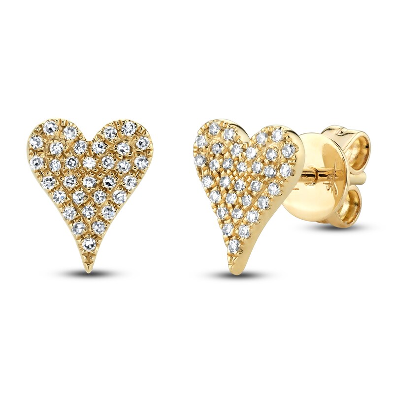Main Image 2 of Shy Creation Diamond Heart Stud Earrings 1/8 ct tw 14K Yellow Gold J-SC55006929