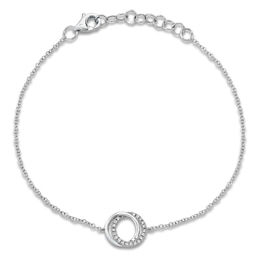 Shy Creation Linked Circle Bracelet 1/20 ct tw 14K White Gold 6" J-SC55012774