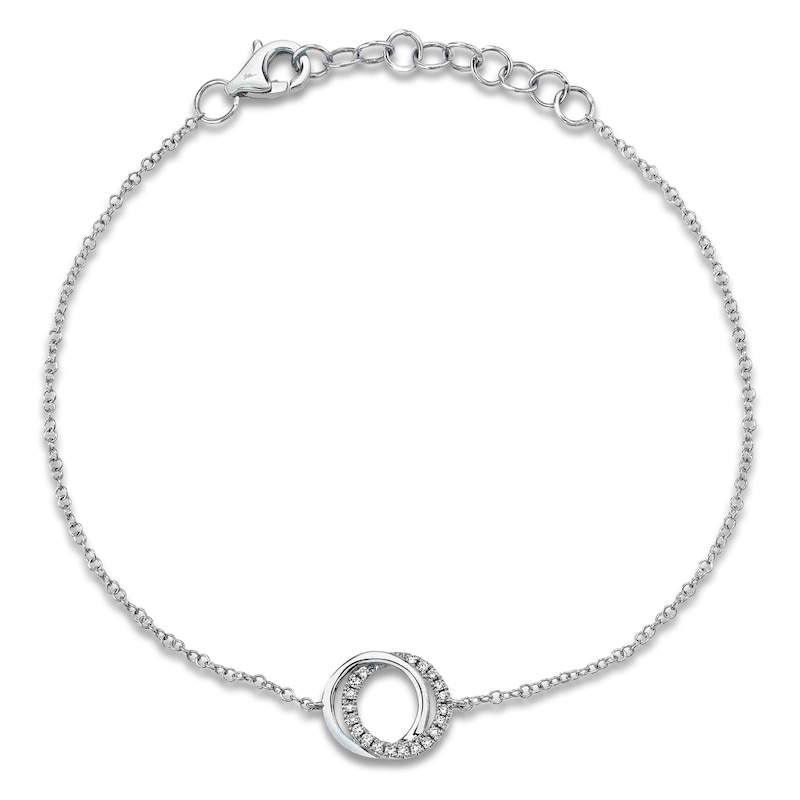 Main Image 1 of Shy Creation Linked Circle Bracelet 1/20 ct tw 14K White Gold 6" J-SC55012774