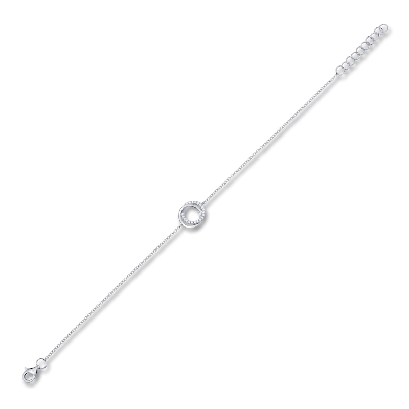 Main Image 2 of Shy Creation Linked Circle Bracelet 1/20 ct tw 14K White Gold 6" J-SC55012774