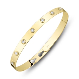 Shy Creation Diamond Bezel-Set Bangle Bracelet 1/3 ct tw 14K Yellow Gold J-SC55020133ZS