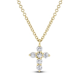Shy Creation Diamond Cross Necklace 1/5 ct tw 14K Yellow Gold 18" J-SC55021394