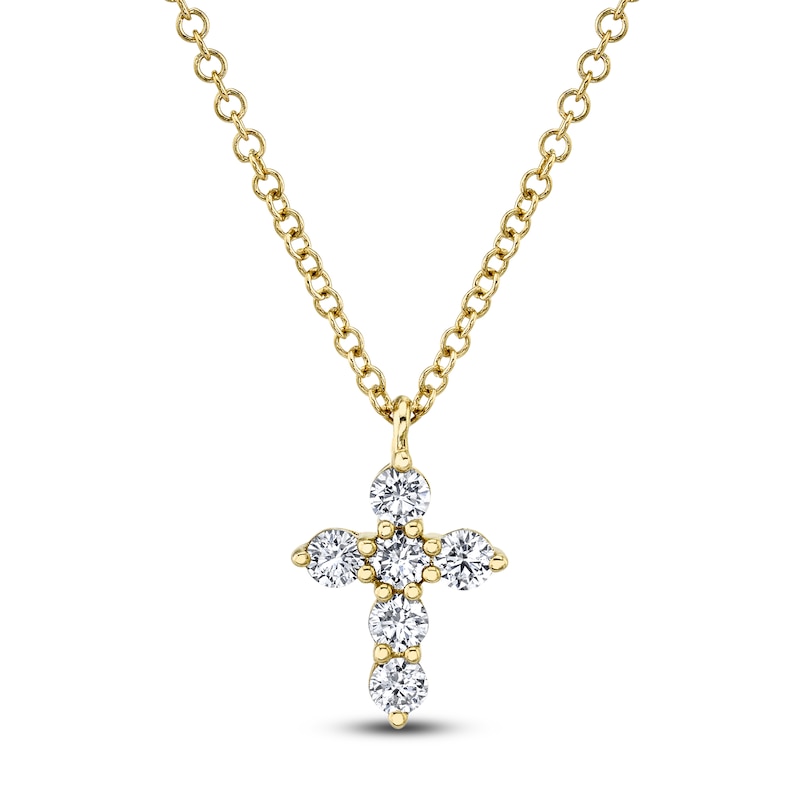 Main Image 1 of Shy Creation Diamond Cross Necklace 1/5 ct tw 14K Yellow Gold 18" J-SC55021394