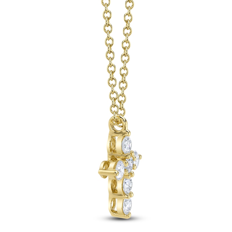 Main Image 2 of Shy Creation Diamond Cross Necklace 1/5 ct tw 14K Yellow Gold 18" J-SC55021394