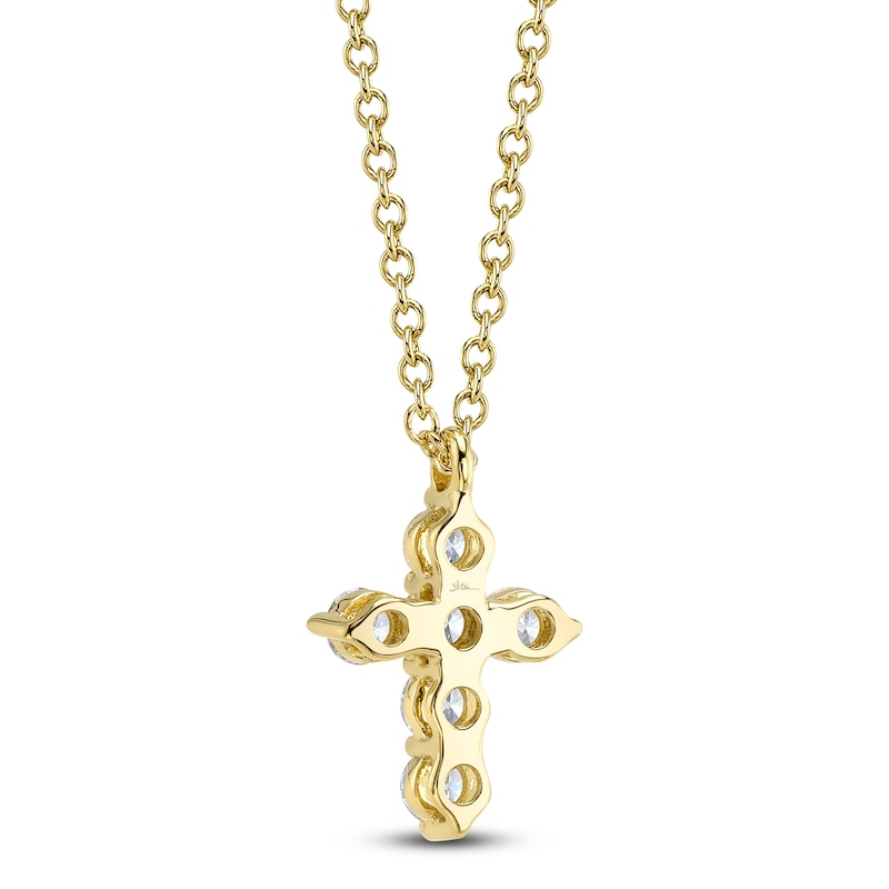 Main Image 3 of Shy Creation Diamond Cross Necklace 1/5 ct tw 14K Yellow Gold 18" J-SC55021394