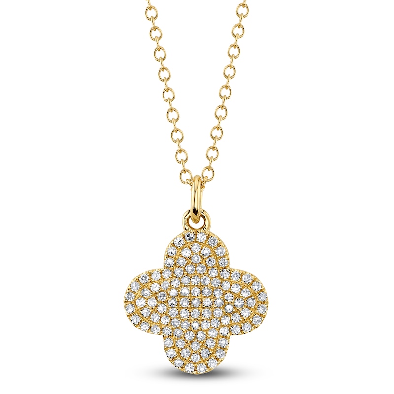Main Image 1 of Shy Creation Diamond Micro Pavé Clover Necklace 1/5 ct tw 14K Yellow Gold 18" J-SC55024074