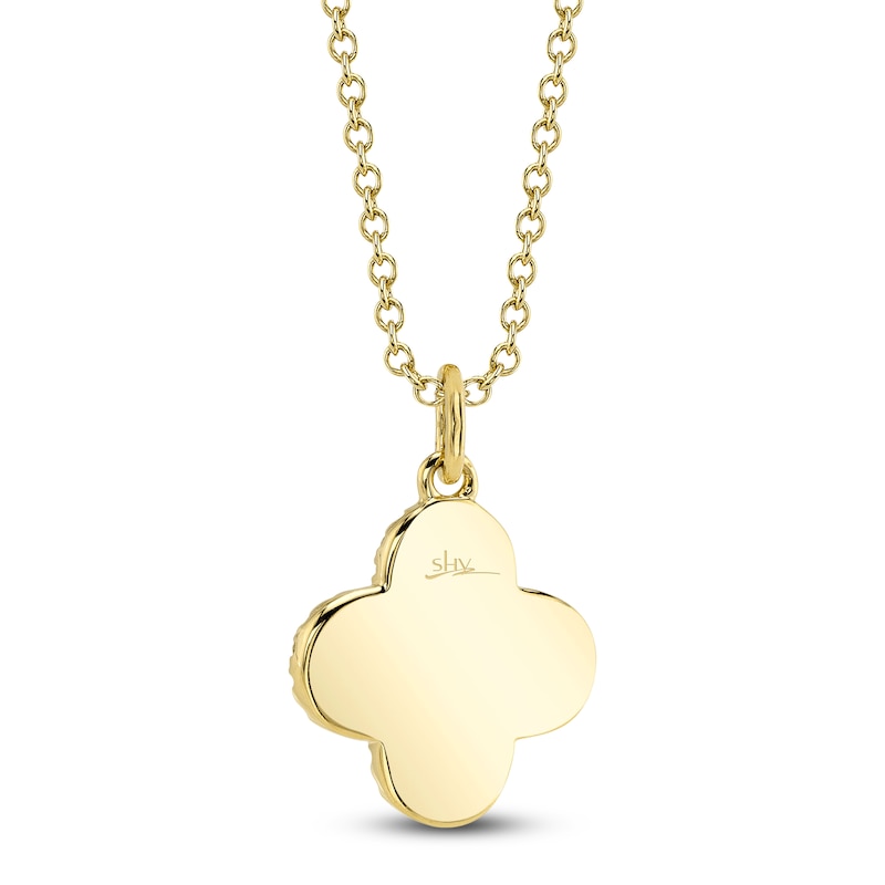 Main Image 3 of Shy Creation Diamond Micro Pavé Clover Necklace 1/5 ct tw 14K Yellow Gold 18" J-SC55024074