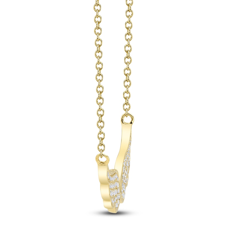 Main Image 3 of Shy Creation Diamond Micro Pavé Wings Necklace 1/6 ct tw 14K Yellow Gold 18&quot; J-SC36213135V2