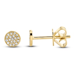 Shy Creation Diamond Circle Stud Earrings 1/20 ct tw 14K Yellow Gold J-SC55001148