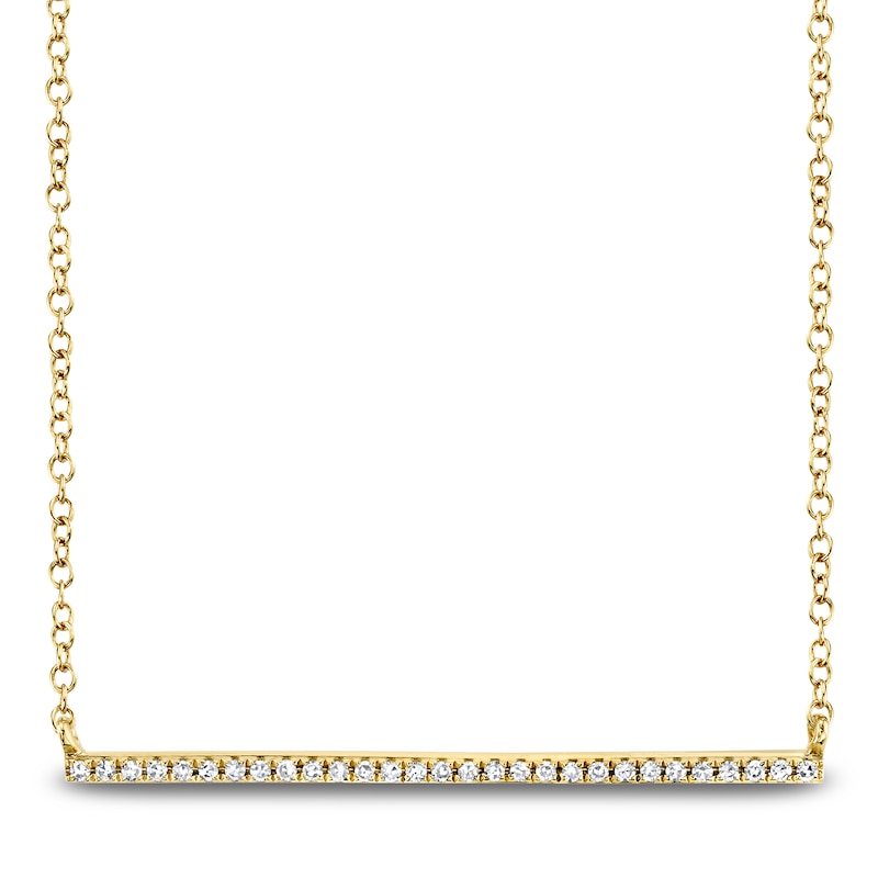 Main Image 1 of Shy Creation Diamond Horizontal Bar Necklace 1/20 ct tw 14K Yellow Gold 18" J-SC55001291