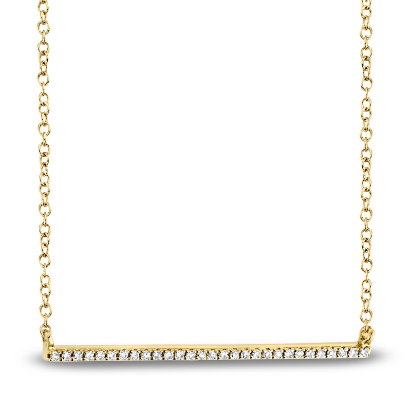 Main Image 4 of Shy Creation Diamond Horizontal Bar Necklace 1/20 ct tw 14K Yellow Gold 18" J-SC55001291