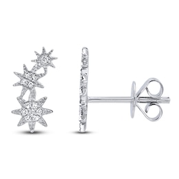 Shy Creation Diamond Graduated Star Trio Earrings 1/20 ct tw 14K White Gold J-SC55006157