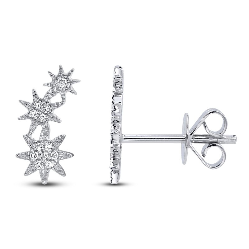 Main Image 1 of Shy Creation Diamond Graduated Star Trio Earrings 1/20 ct tw 14K White Gold J-SC55006157